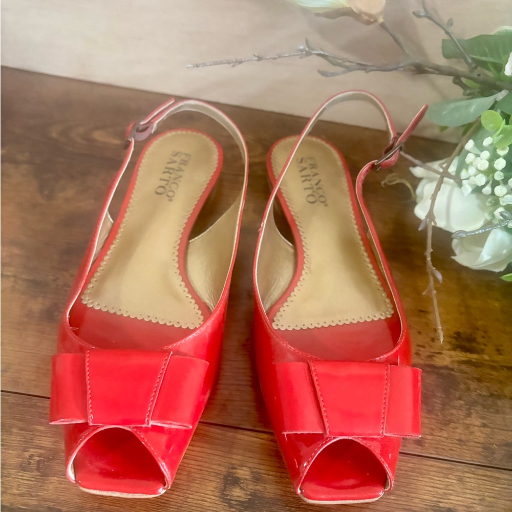 Franco Sarto Red Peep-Toe Slingback flats 7M